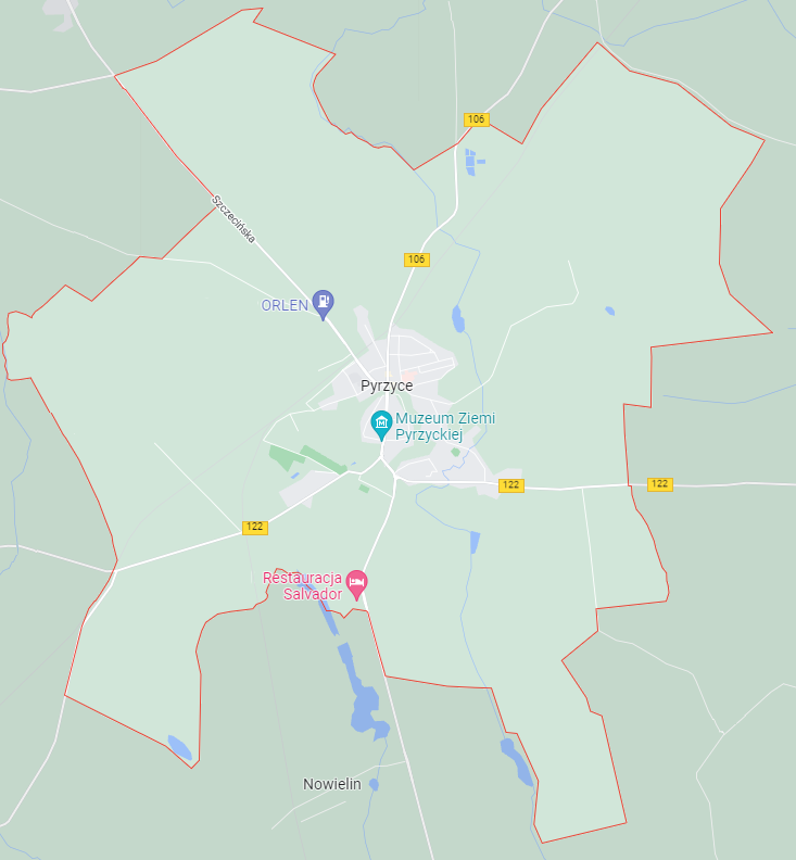 rolety i okna Pyrzyce - mapka